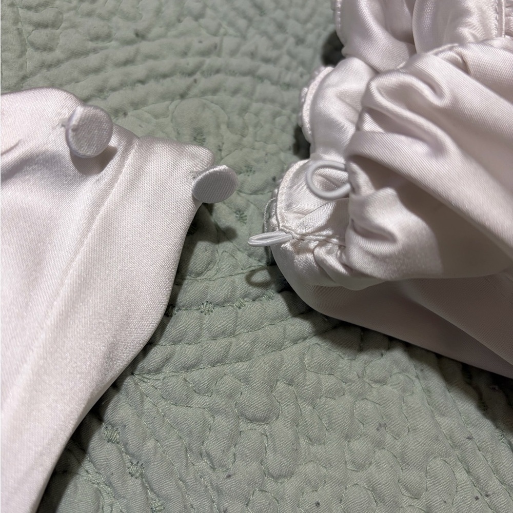 Abercrombie & Fitch White Satin Off-Shoulder Puff Sleeve Mini Dress XS - Picture 12 of 14